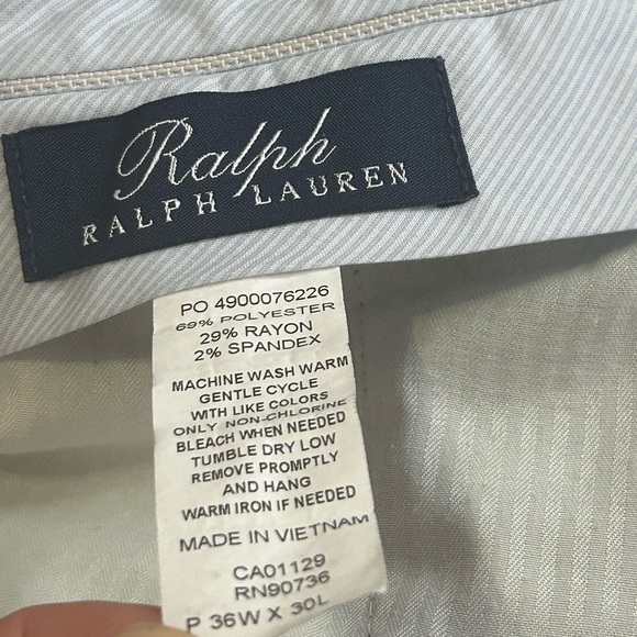 Ralph Ralph Lauren Dress Pants Men 36x30 (36x29) Window Pane Plaid Stretch Gray - Picture 4 of 8